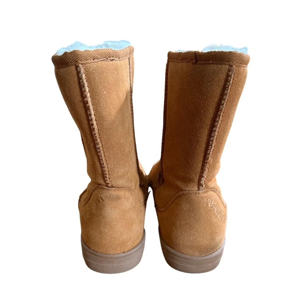 Plymouth Mocs Womens Tan Suede Sheepskin Lined Winter Boots Size 9‎ L9 Chestnut
